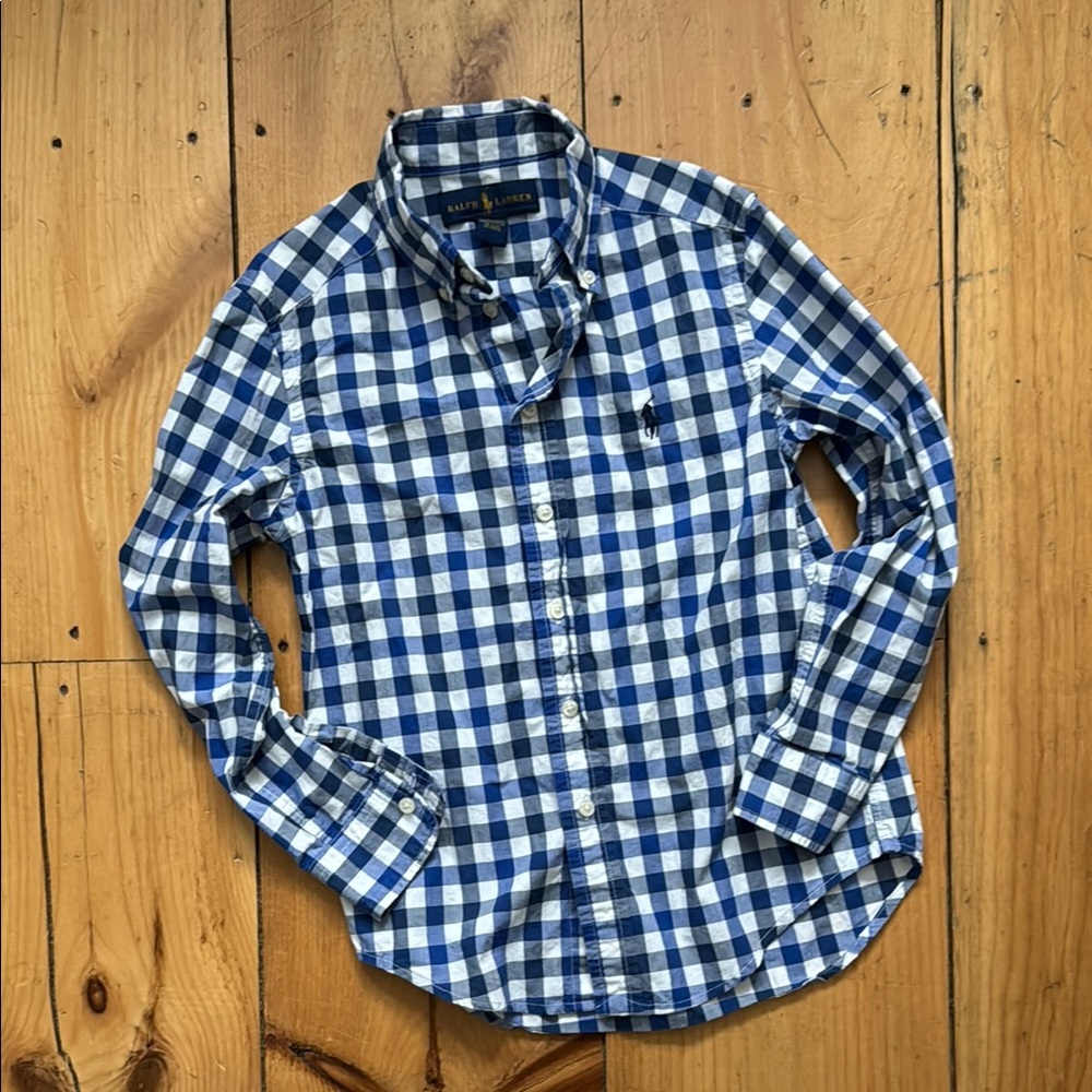 Boys Ralph Lauren Blue Checkered button down Shirt